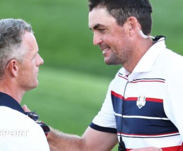 Luke Donald is surrounded by his European players