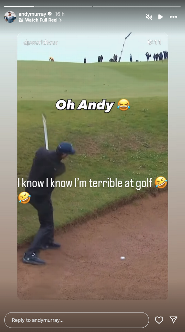Andy Murray fluffed a bunker shot during the Alfred Dunhill Links Championship