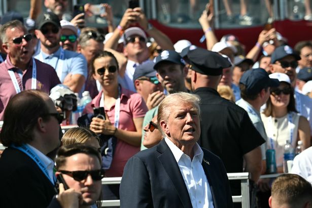 President Donald Trump attends the Ryder Cup golf tournament at Bethpage Black Golf Course in Farmingdale, N.Y., Friday, Sept. 26, 2025. 