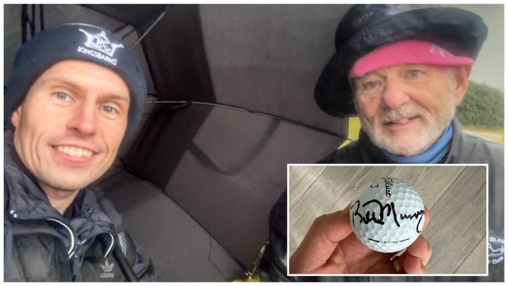 I retrieved Bill Murray’s ball from the rough, and he signed it for me!