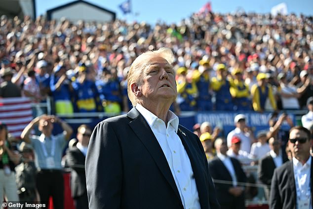 Donald Trump attended the afternoon session of the Ryder Cup's opening day on Friday