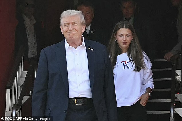 The president arrived at Bethpage Black with his 18-year-old granddaughter, Kai