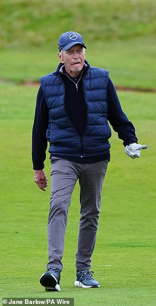 The Hollywood couple were spotted with some of their famous pals at The Old Course in Scotland on Friday