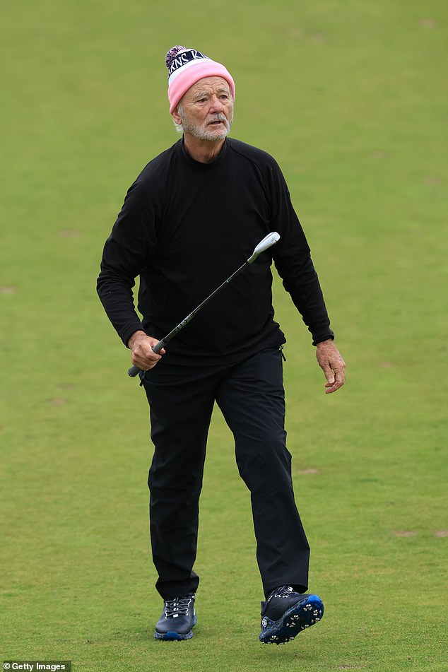 The actor looked the part as he walked down the 10th hole