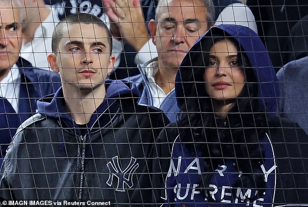 Timothee Chalamet and girlfriend Kylie Jenner looked as depressed from their front row seats
