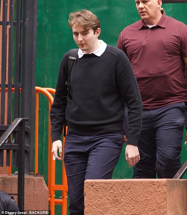 The president said Barron (pictured in May at Manhattan campus), a sophomore business major, is 'doing good'
