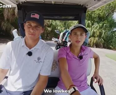 Kai Trump plays golf with unrecognizable former child star with a very famous sister Kai Trump filmed her latest golfing YouTube video with friend Allan Kournikova (left)