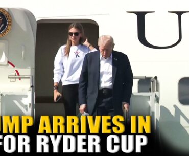 US President Donald TRUMP, with Granddaughter arrive in New York for Ryder Cup Tournament