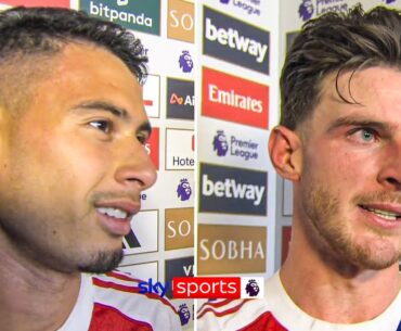 Gabriel Martinelli & Declan Rice react to Arsenal grabbing stoppage-time equaliser vs Man City