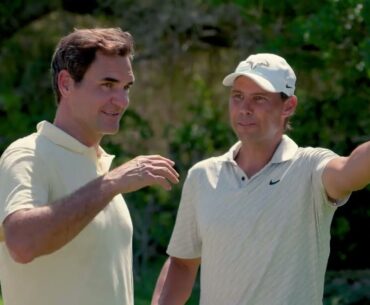 Rafa Nadal and Roger Federer playing golf in Mallorca