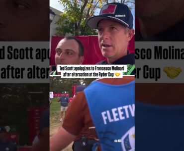 Scottie caddie Ted Scott embraces Europe's vice-captain and apologizes for their disagreement 👏