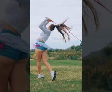Amazing Golf Swing you need to see | Golf Girl awesome swing | Golf shorts | Claire Bear