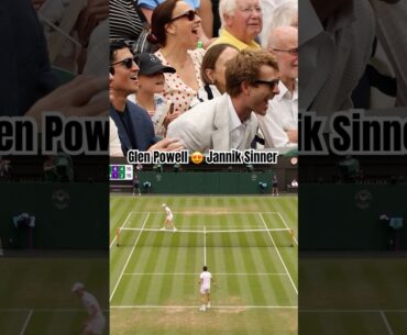 Glen Powell amazed by Jannik Sinner 🤩 #wimbledon #shorts #tennisplayer #glenpowell #janniksinner