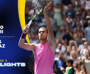 Luciano Darderi vs. Carlos Alcaraz Highlights | 2025 US Open Round 3