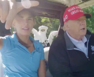 Trump squashed rumors that ‘awkward’ Barron is struggling at NYU while out golfing with granddaughter Kai