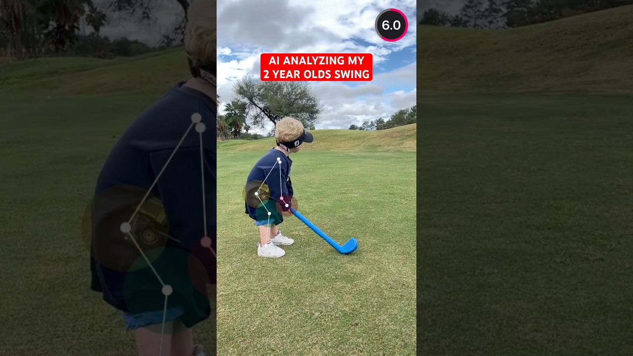 AI rating my 2 YEAR OLDS swing 🤔😂 #golf #golfswing #shorts AI rating my 2 YEAR OLDS swing 🤔😂 #golf #golfswing #shorts