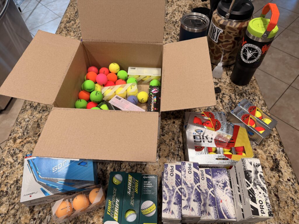 On a casual phone call with my mom I mention I needed to buy more balls. Two days later these show up in the mail.