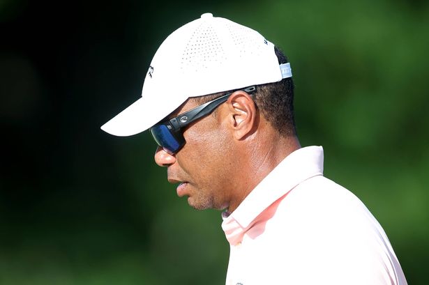 DALLAS, TEXAS - JULY 22: Tiger Woods walks the course during the second round of the U.S. Junior Amateur at Trinity Forest Golf Club on July 22, 2025 in Dallas, Texas. (Photo by Tim Heitman/Getty Images)