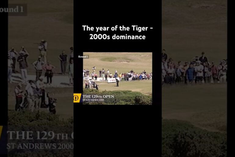 Tiger Woods tees off at the 2000 British Open Tiger Woods tees off at the 2000 British Open