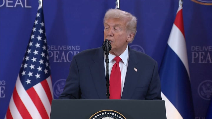 Trump says working on Thailand-Cambodia ceasefire ‘more fun’ than golf | News Video Player Placeholder