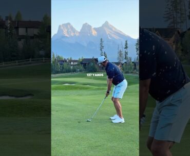 Hardest part of this shot was staying focused with that view! ⛳️ 😮 🏔️ #golf #golfswing #mountains