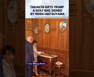 WATCH: Japan PM Takaichi Gifts Trump a Golf Bag Signed by Hideki Matsuyama and PM Abe’s Putter |N18G