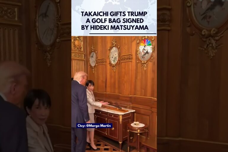 WATCH: Japan PM Takaichi Gifts Trump a Golf Bag Signed by Hideki Matsuyama and PM Abe’s Putter |N18G WATCH: Japan PM Takaichi Gifts Trump a Golf Bag Signed by Hideki Matsuyama and PM Abe’s Putter |N18G
