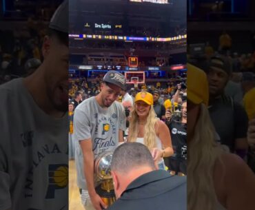 Tyrese Haliburton Embraces His Girlfriend Jade After We Punched Our Ticket to the NBA Finals 💙