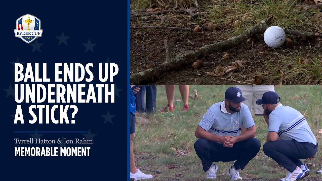Jon Rahm & Tyrrell Hatton’s Ball Ends Up UNDERNEATH a Stick and Still Win Hole | 2025 Ryder Cup Jon Rahm & Tyrrell Hatton's Ball Ends Up UNDERNEATH a Stick and Still Win Hole | 2025 Ryder Cup