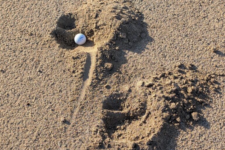 So can I take relief from the moose tracks in the bunker or do I have to play it as it lies? So can I take relief from the moose tracks in the bunker or do I have to play it as it lies?