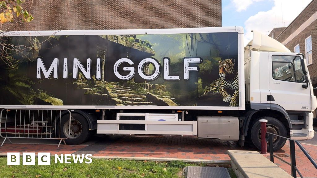 Professional Idiots build mini golf course in lorry in Kent Professional Idiots build mini golf course in lorry in Kent