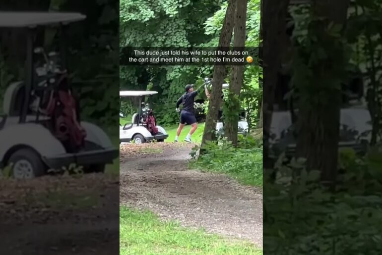 She put the golf bag on the roof of the cart… why?! 🤯 She put the golf bag on the roof of the cart… why?! 🤯