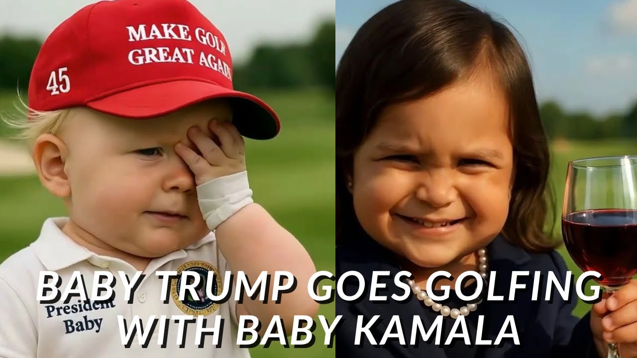 Baby Trump Takes Baby Kamala Golfing With Him… Meltdown Ensues! 😂👶⛳ Baby Trump Takes Baby Kamala Golfing With Him… Meltdown Ensues! 😂👶⛳