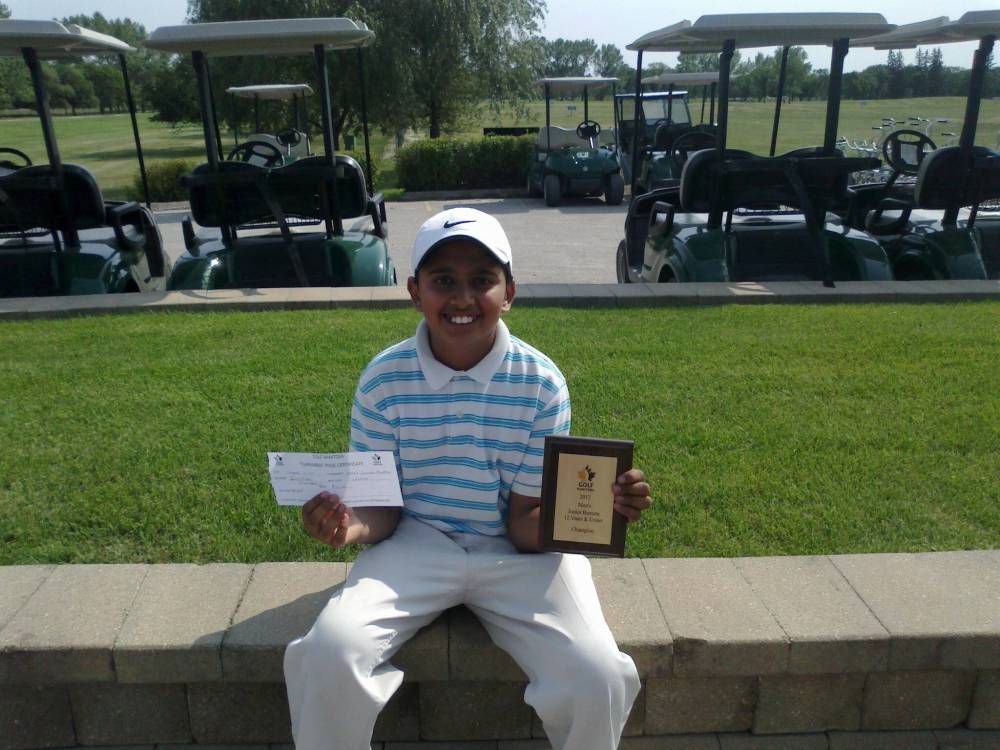 SUPPLIED
                                Eleven-year-old Sudarshan Yellamarju at the Tuxedo Golf Club after he won the Junior Bantam Championship 12 & under division back in 2012.