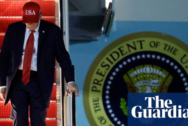 FBI investigates after hunting stand was found near where Trump exits Air Force One | Donald Trump FBI investigates after hunting stand was found near where Trump exits Air Force One | Donald Trump