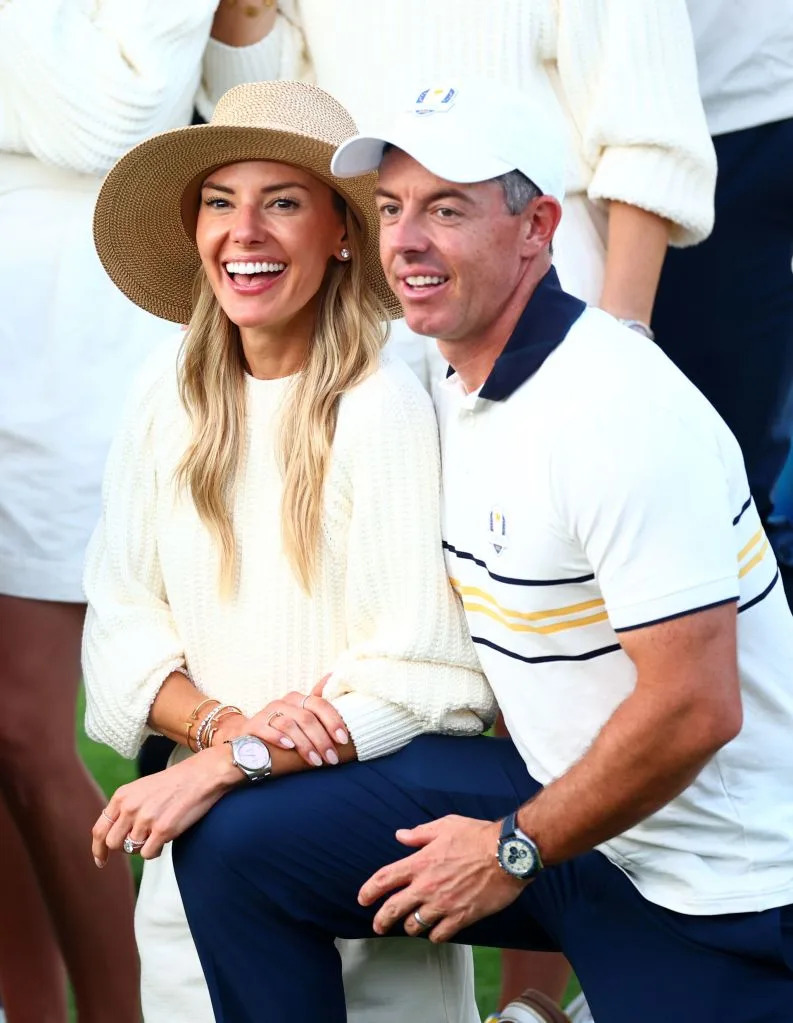 Rory McIlroy of Team Europe and his wife Erica Stoll after defeating Team USA at the 2025 Ryder Cup at Bethpage Black Golf Course in New York on September 28, 2025. James Marsh/Shutterstock