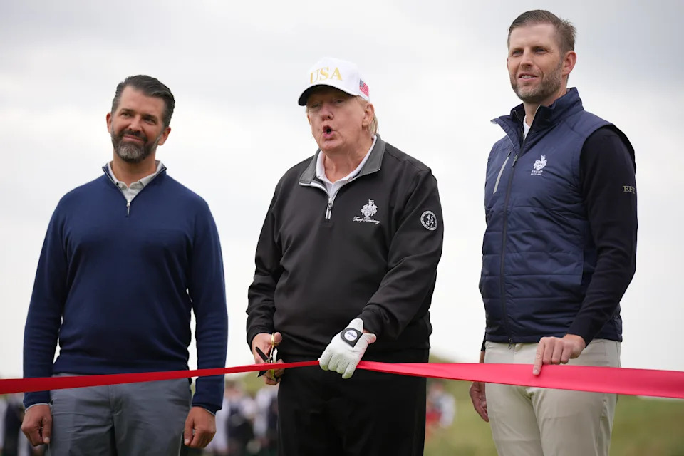 Trump went golfing with his sons on his trip to the UK in September. / Andrew Harnik / Andrew Harnik/Getty Images