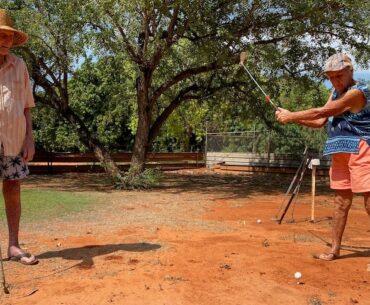 Golden golfers a hit in the red dirt of this Broome backyard Golden golfers a hit in the red dirt of this Broome backyard