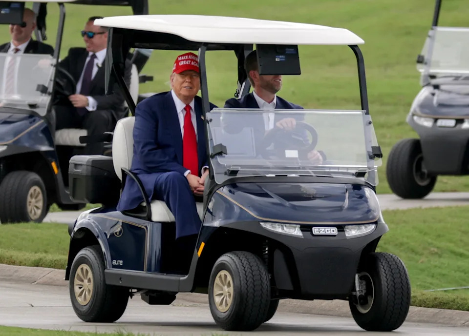 Trump lets nothing get in the way of his scheduled rounds of golf.  / Joe Raedle / Getty Images