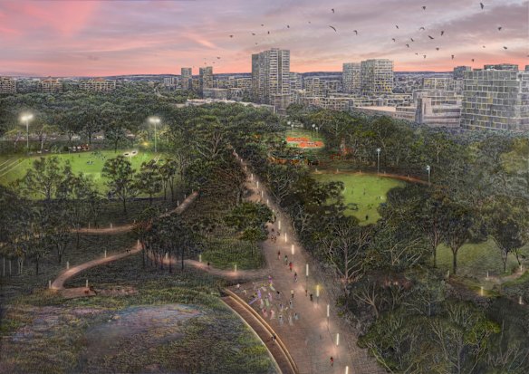 The plans include a sports field and exercise tracks with lighting on the main routes to boost safety.
