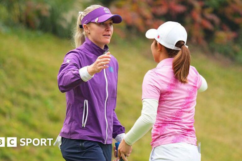 LPGA Tour’s International Crown: Charley Hull helps world team finish third Charley Hull hugs Ayaka Furue
