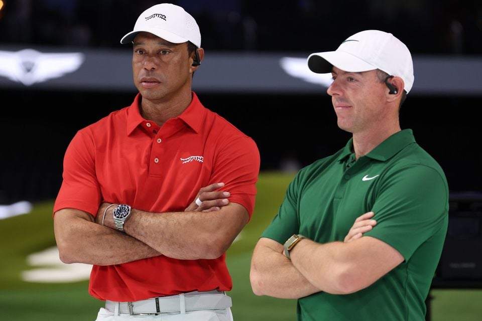 Tiger Woods and Rory McIlroy at a TGL event