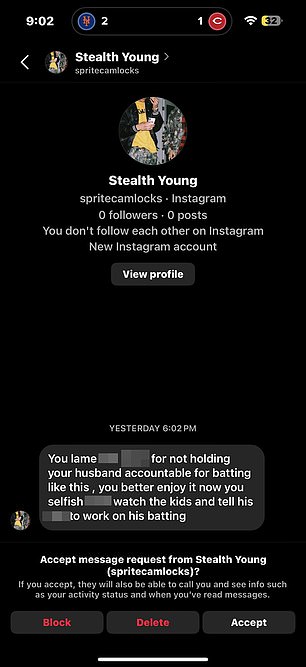 Lindor's wife, Katia Reguero Lindor, shared two disturbing private messages she had received