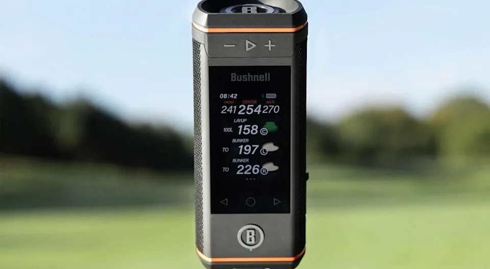 The Bushnell Wingman HD has a bright color touch-screen to make it easy to see yardages and information on the course.