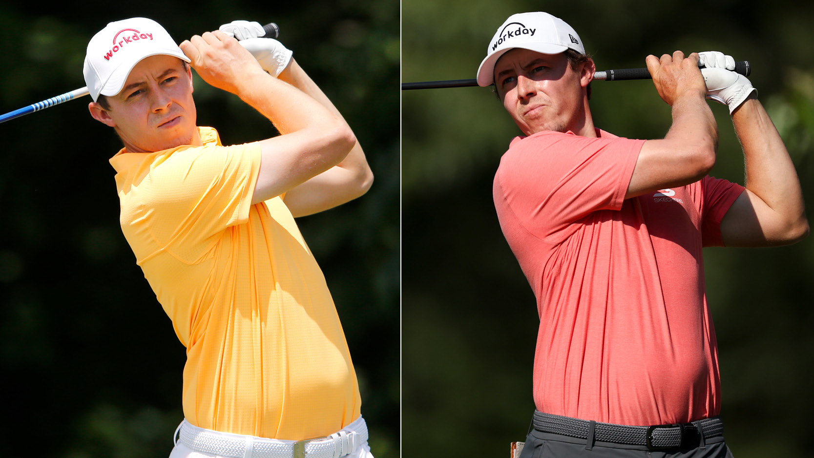 Matt Fitzpatrick hits a driver in 2019 and 2025