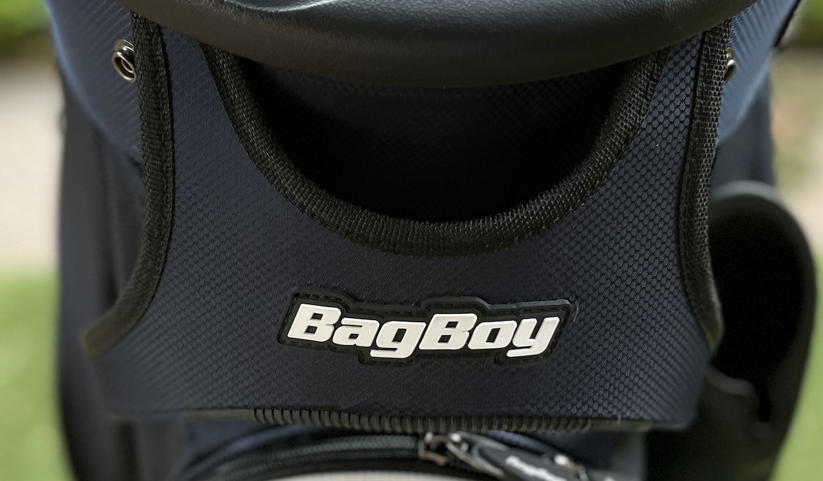 Bag Boy Revolver XP Cart Golf Bag front carrying handle & badge