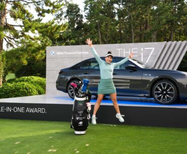 Lucy Li wins an all-electric BMW i7 with a hole-in-one.