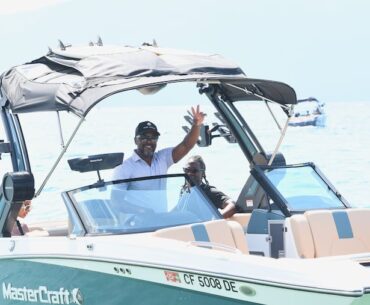 Jimmy Rollins won a $325,000 MasterCraft boat for hitting a hole-in-one at the American Century Championship in Lake Tahoe.