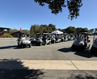 A picture of golf carts at the Charity Golf Tournament at the Stanford Golf Course
