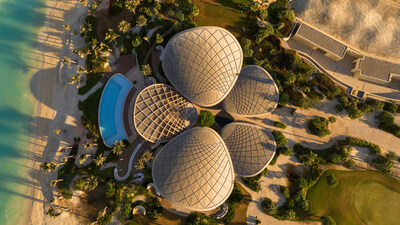 Overhead view of the clubhouse of Saudi Arabia’s first island golf course